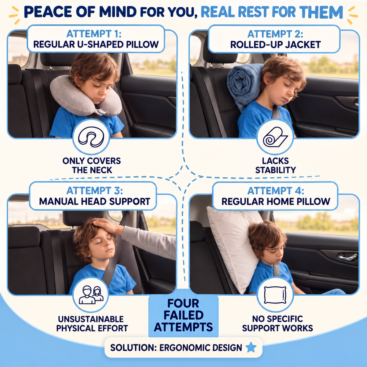 🔥 50% OFF – Kids Head & Neck Support Pillow | For Travel & Daily Use