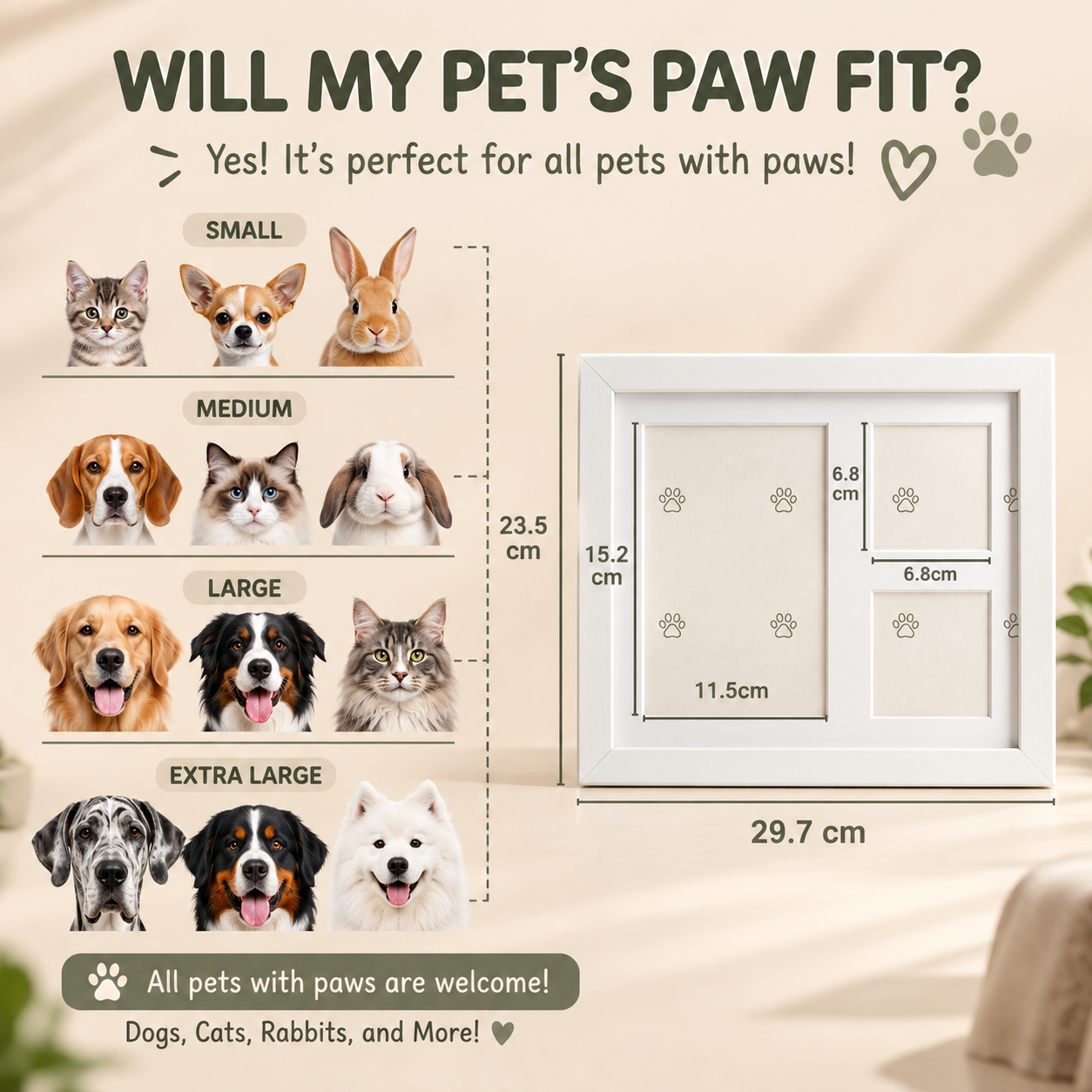 🐾 65% OFF – Pet Paw Print Keepsake Frame – DIY Memory Kit for Cats, Dogs & More ❤