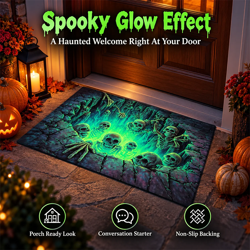 👀 3D Halloween Optical Illusion Door Mat -Spooky Non-Slip Entryway Rug 🎃