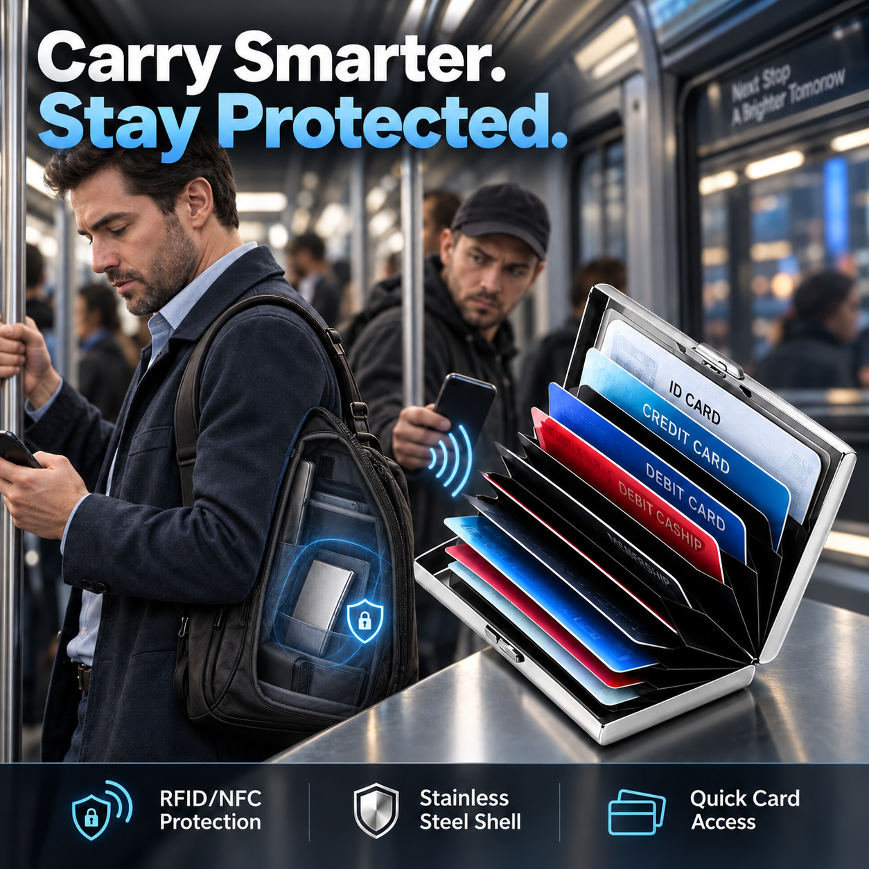 🔥80% OFF 🛡️RFID Blocking Stainless Steel Card Holder