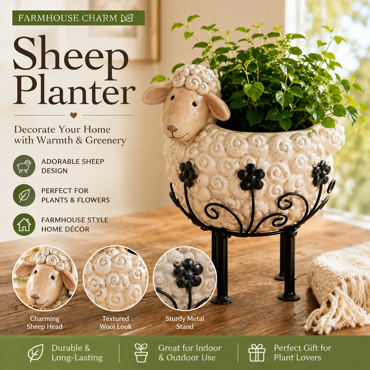 🌿 Farmhouse Charm Animal Planter Collection