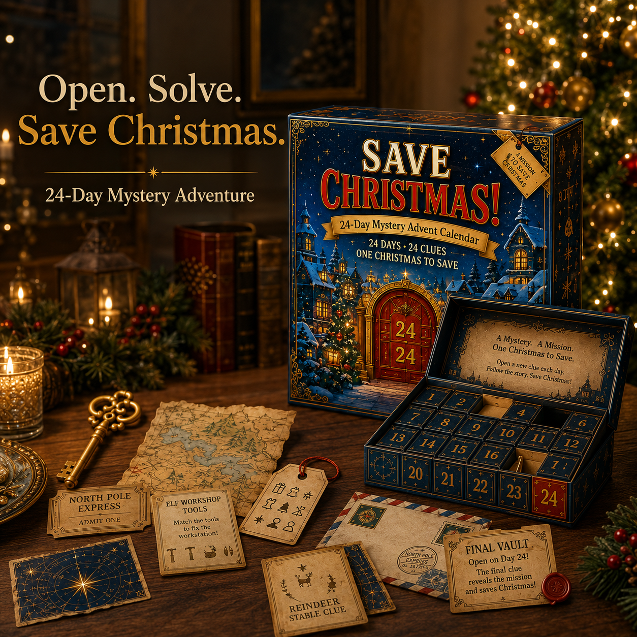 24-Day Mystery Adventure Advent Calendar Collection | 24 Clues, Hands-On Puzzles & One Final Reveal