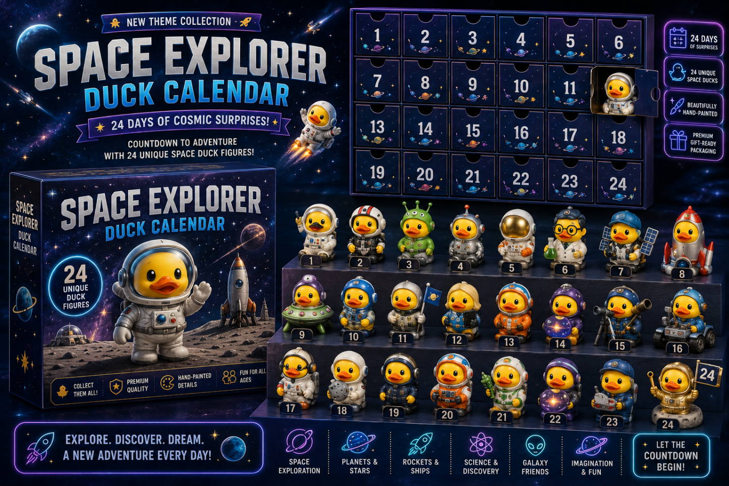 🐥 24 Days of Duck Magic™ Advent Calendar – 24 Collectible Christmas Duck Surprises