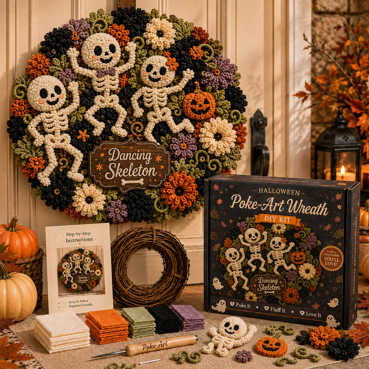 🎃Halloween 3D Fabric Poke-Art Wreath DIY Kit Collection | 8 Spooky Designs
