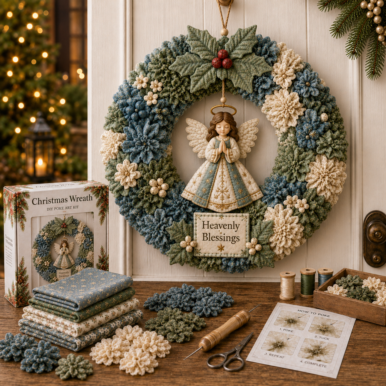 🔥49% Off Last Day - BUY 3 GET 1 FREE🔥🎄 3D Fabric Poke Wreath DIY Kit