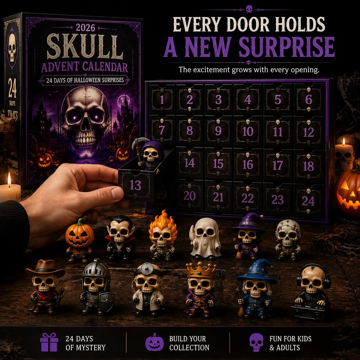 Skull Advent Calendar Halloween collectible figures