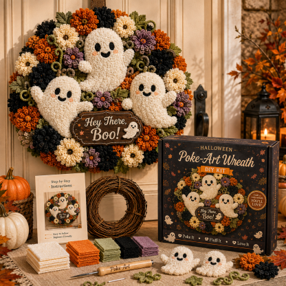 🎃Halloween 3D Fabric Poke-Art Wreath DIY Kit Collection | 8 Spooky Designs