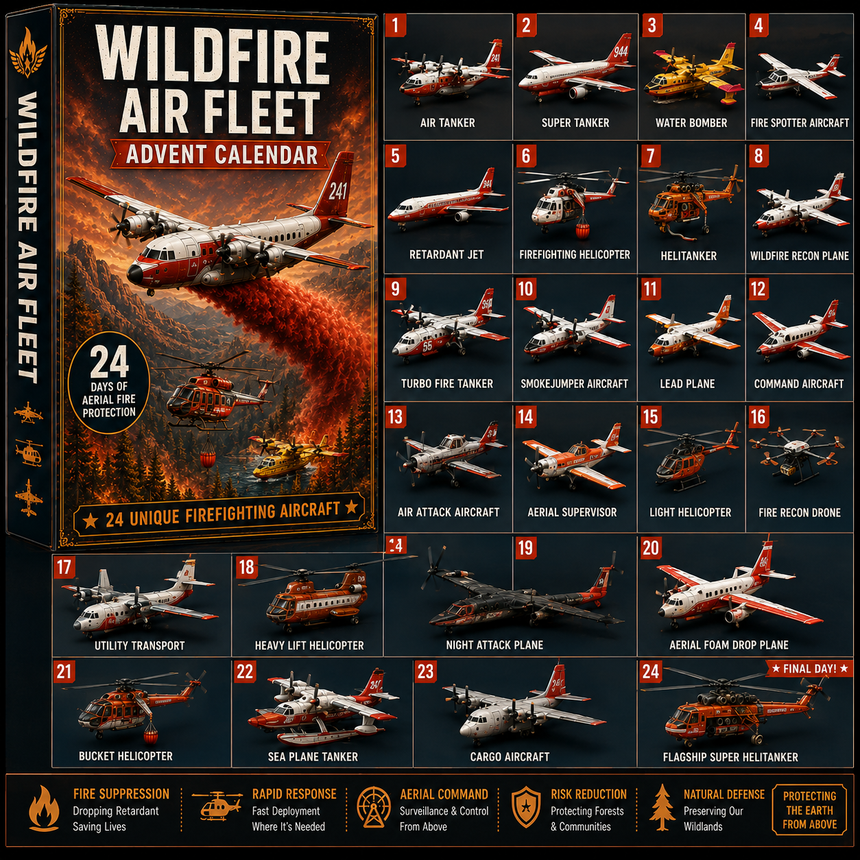 🌎 Land • Sea • Air Adventure Fleet Advent Calendar Collection 24 Days • 24 Surprises • One Complete Fleet to Build