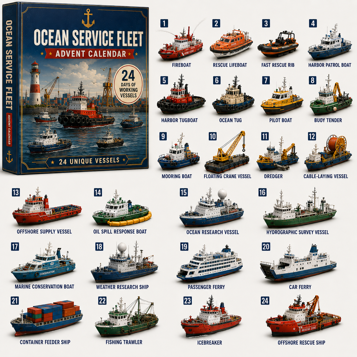 🌎 Land • Sea • Air Adventure Fleet Advent Calendar Collection 24 Days • 24 Surprises • One Complete Fleet to Build