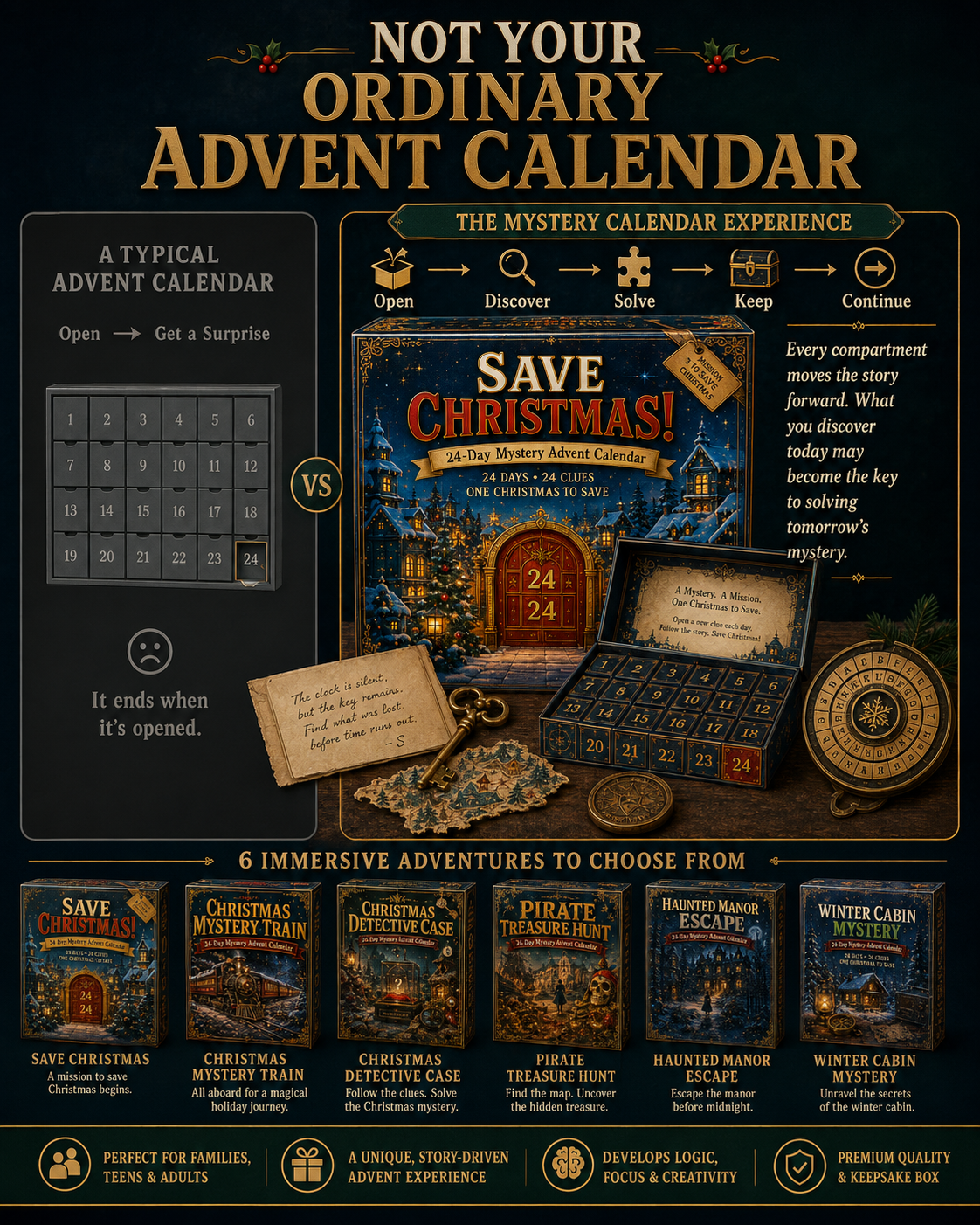 Mystery Advent Calendar daily puzzle adventure