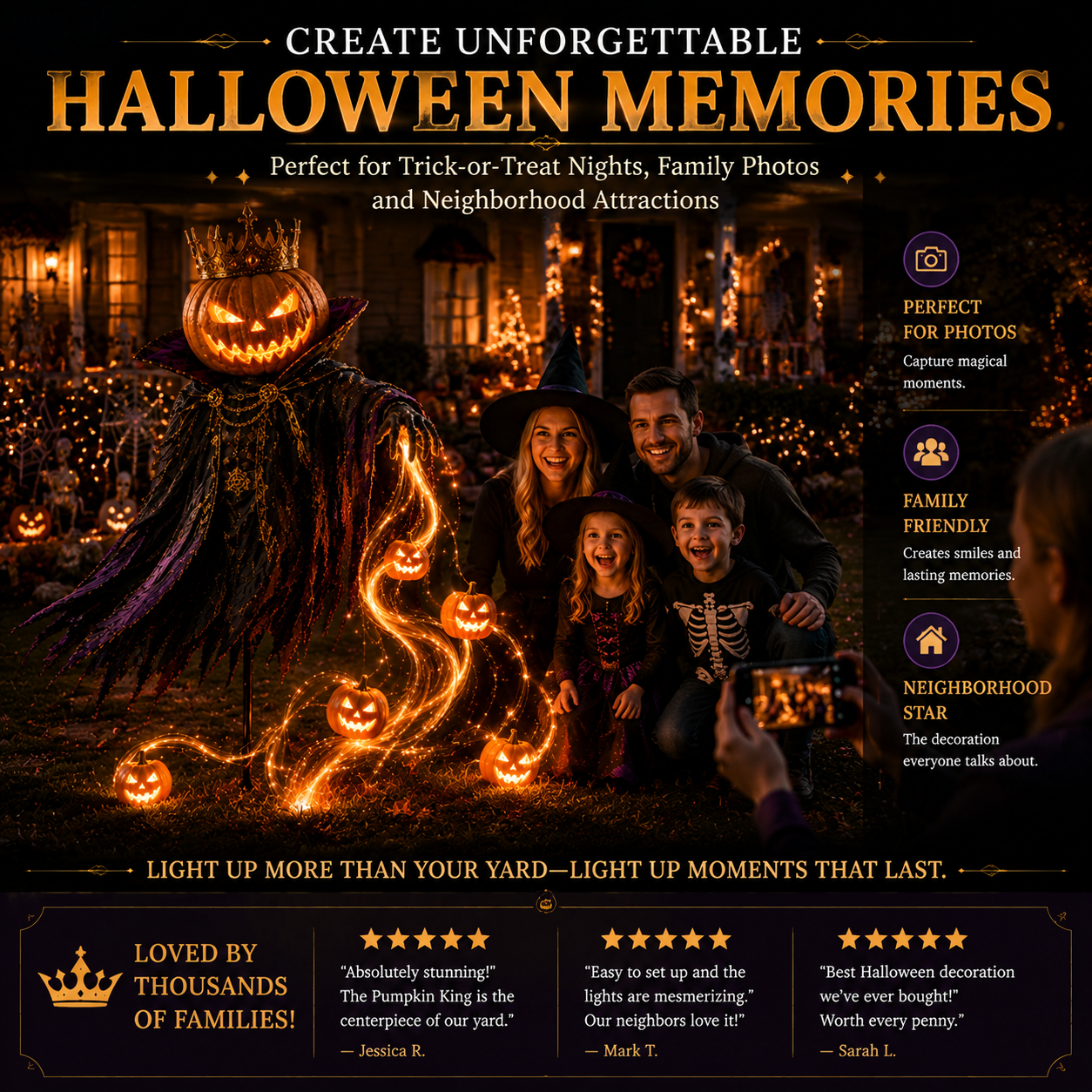 Family Halloween memories with Pumpkin King decoration