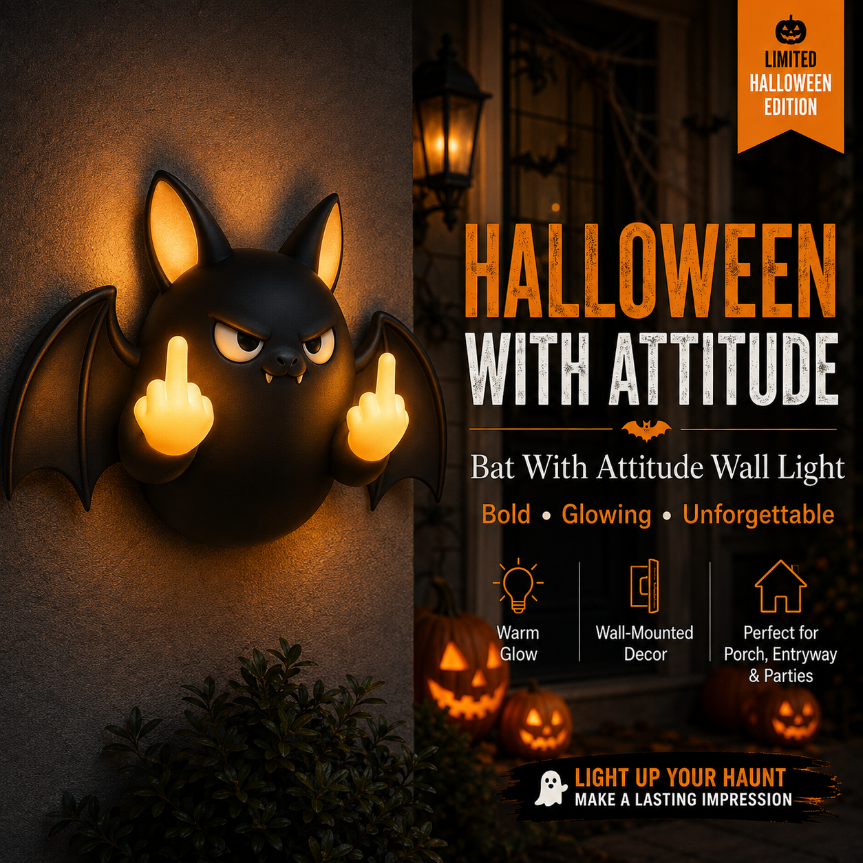 HALLOWEEN WITH ATTITUDE™  Light-Up Wall Decor Collection