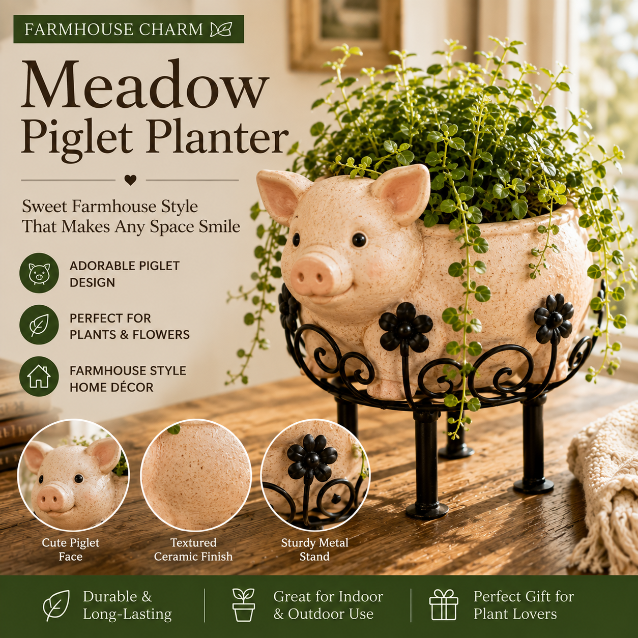 🌿 Farmhouse Charm Animal Planter Collection