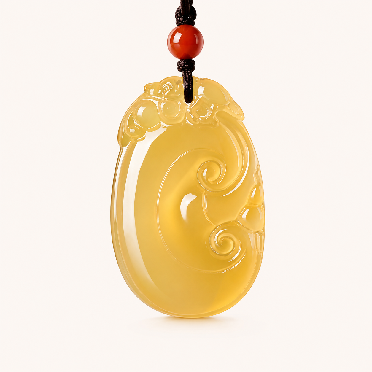 Yellow Agate Guanyin Compassion Pendant