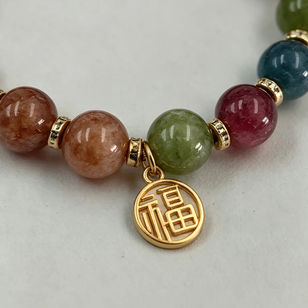 Rainbow Tourmaline Five Elements Bracelet