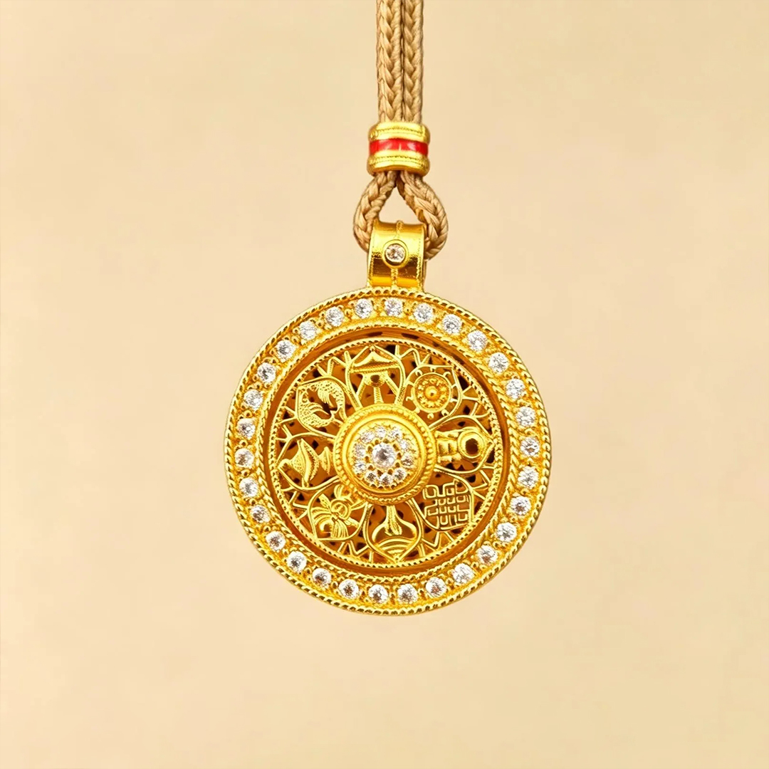 Eight Treasures Compass Clear Path Necklace