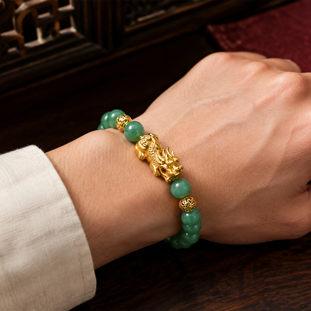 Wood Element Pixiu Growth and Prosperity Feng Shui Bracelet