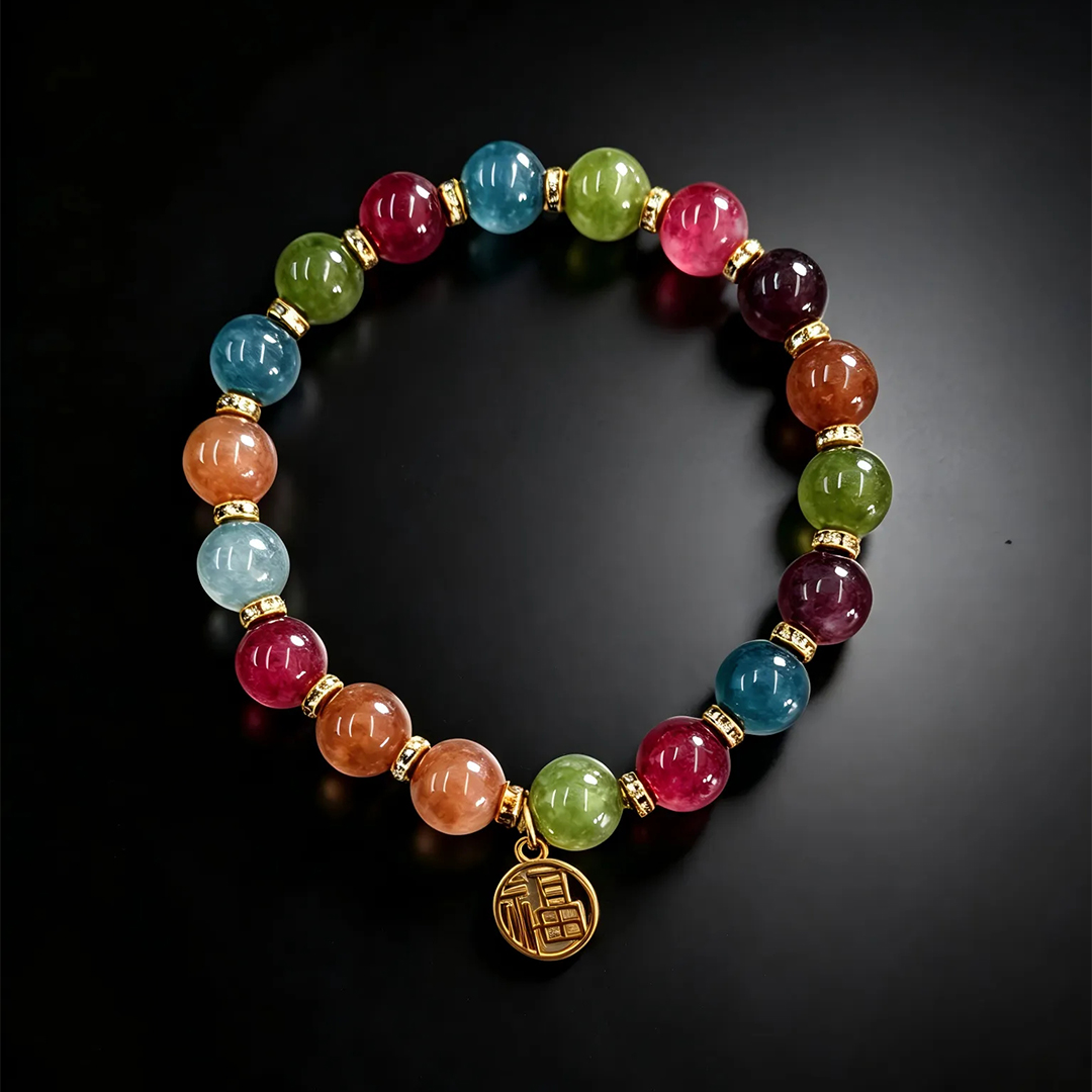 Rainbow Tourmaline Five Elements Bracelet