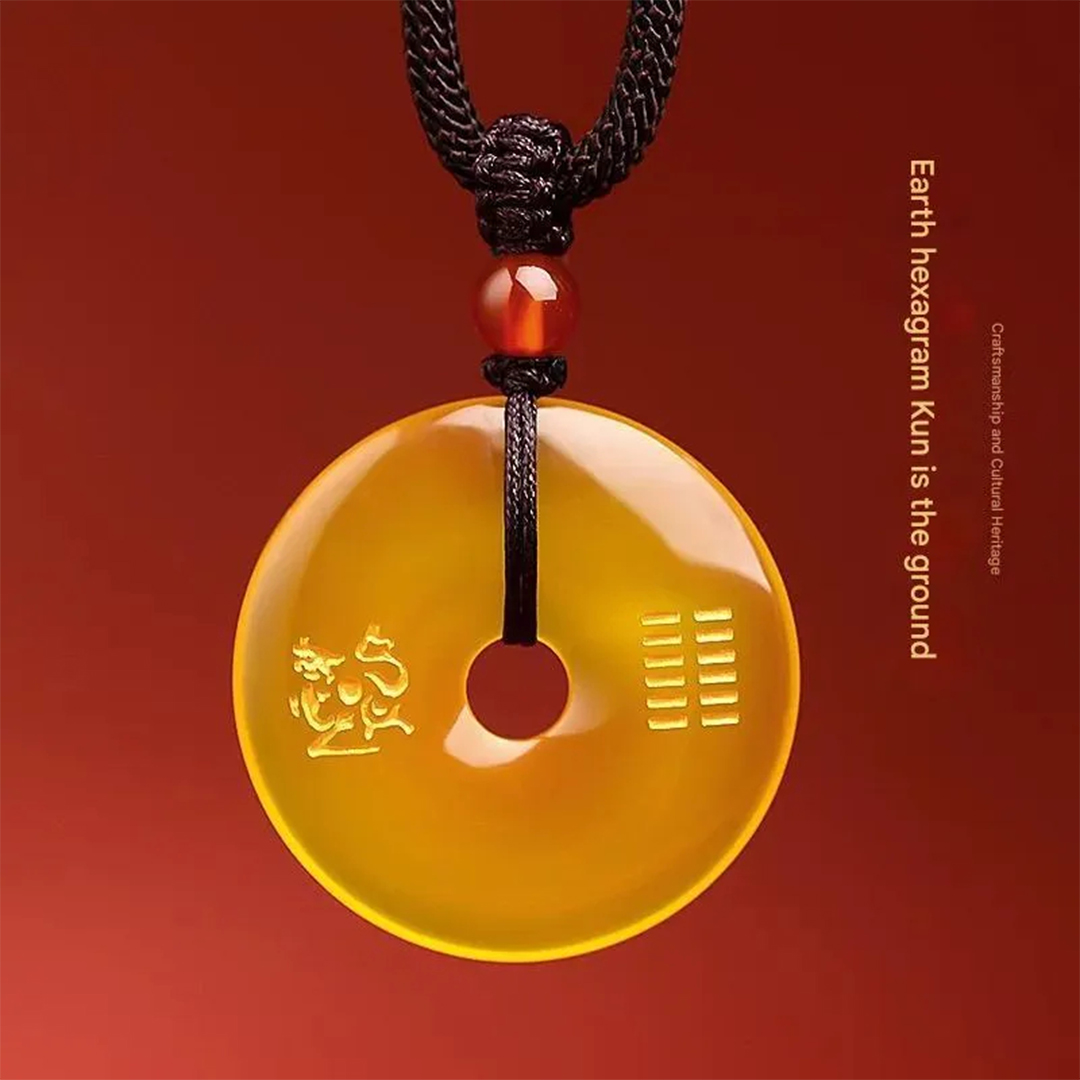Yellow Agate Peace Buckle Pendant
