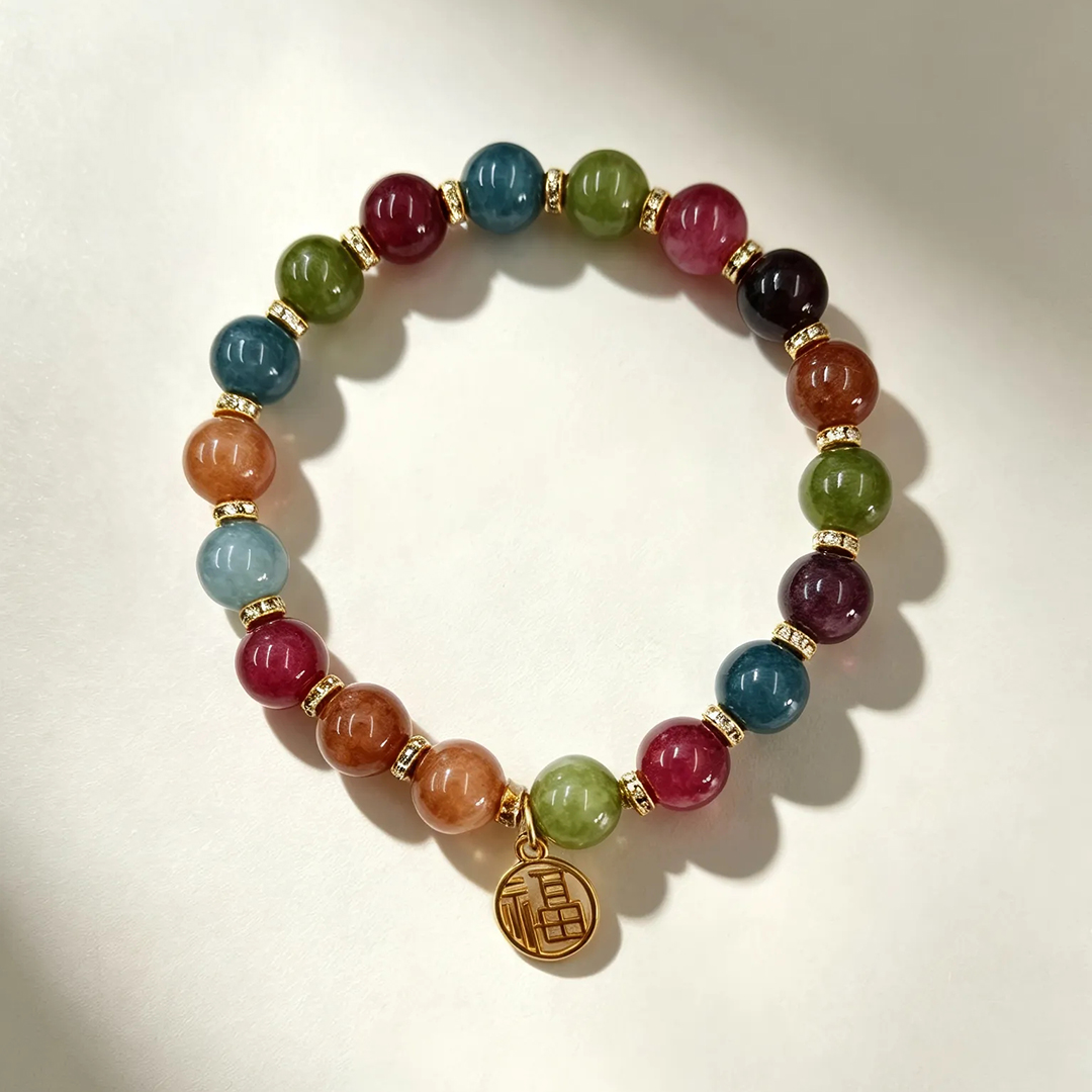 Rainbow Tourmaline Five Elements Bracelet