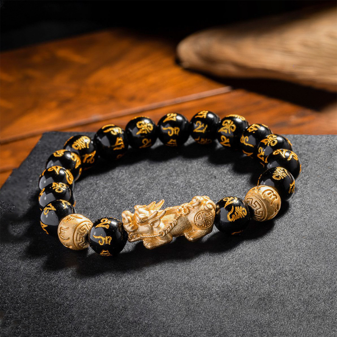 Feng Shui Bracelet - Pixiu Black Obsidian Bracelet for Wealth