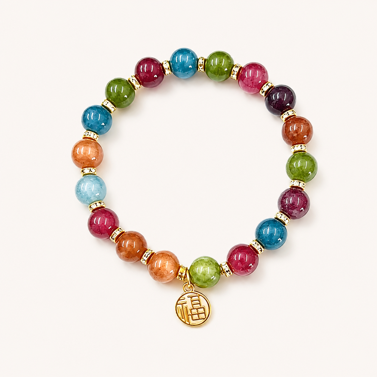 Rainbow Tourmaline Five Elements Bracelet