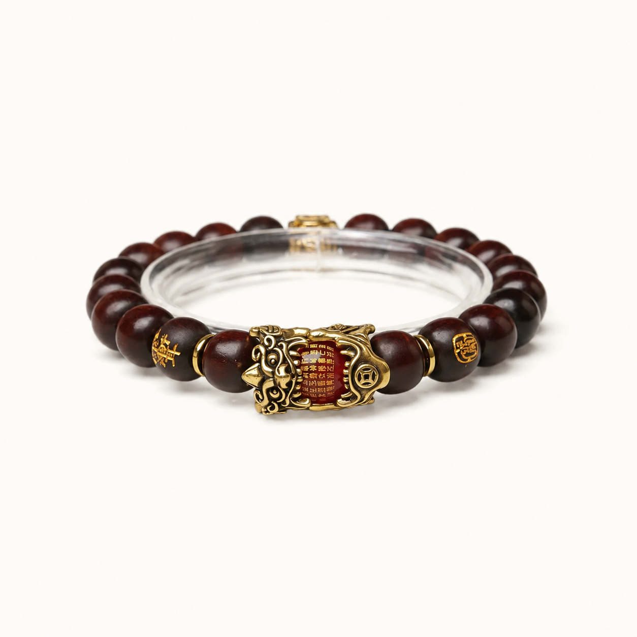 Thunder-Struck Wood Golden Mantra Bracelet