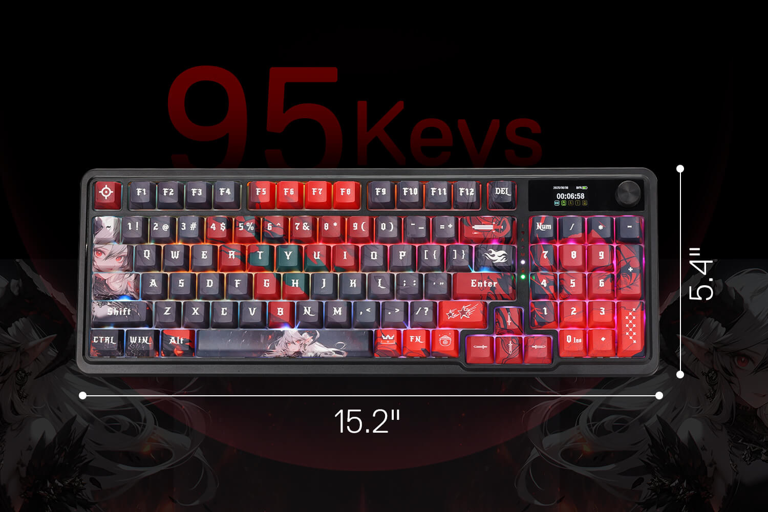 Redragon K719 PRO Wireless Gasket Gaming Keyboard w/Hype Screen & Knob, 95 Keys Mechanical Keyboard
