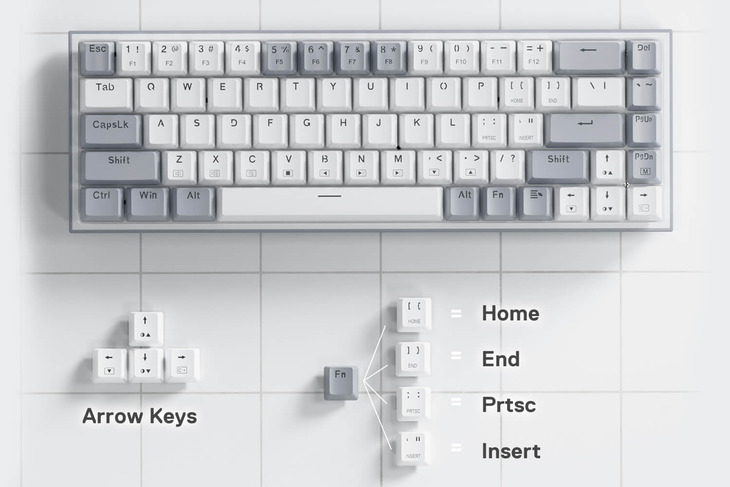 CASTOR K631 Grey 65% Wired RGB Gaming Keyboard
