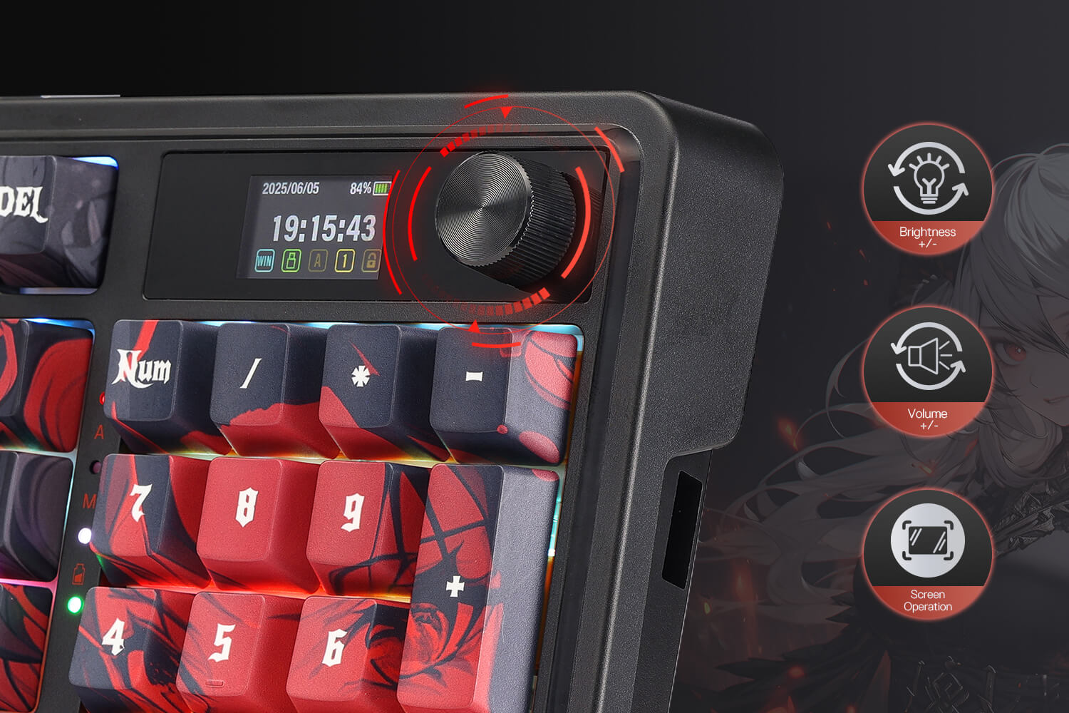 Redragon K719 PRO Wireless Gasket Gaming Keyboard w/Hype Screen & Knob, 95 Keys Mechanical Keyboard