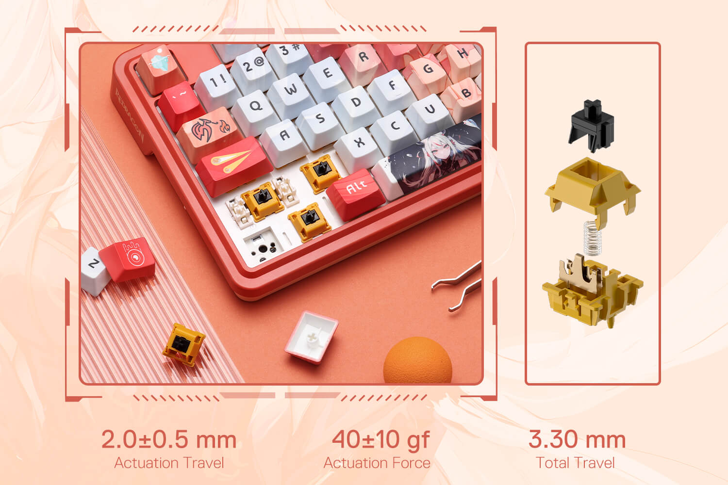 Redragon K673 PRO SE 75% 81 Keys Wireless Gasket RGB Gaming Keyboard, 3-Mode Anime Mechanical Keyboard w/Hot-Swap Socket, Dedicated Knob Control & 5-Layer Noise Dampening, Custom Hi-Fi Linear Switch