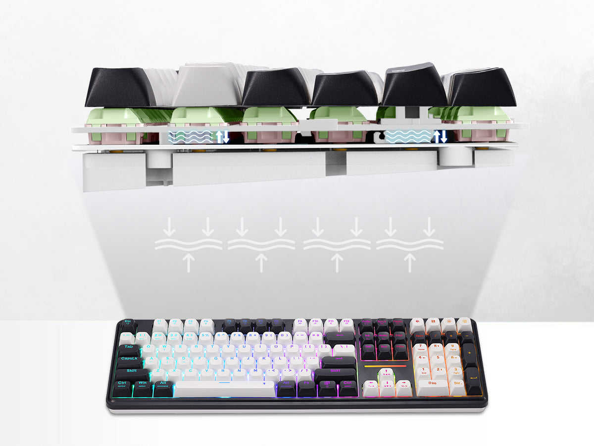Redragon K745 PRO Mechanical keyboard with a transparent top cover on a white background