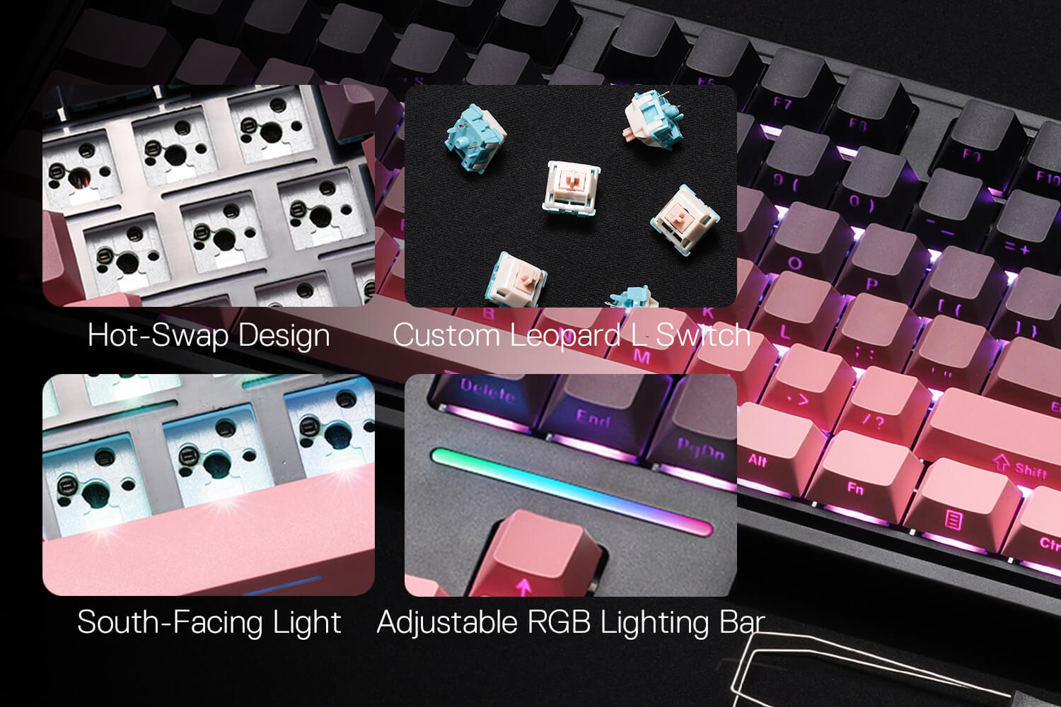 Redragon K728 PRO 80% Wireless Gasket Gaming Keyboard, 3-Mode 87 Keys TKL Mechanical Keyboard w/South-Facing LED & Hot-Swap Socket, 5-Layer Noise Dampening, Custom Linear Switch, PBT Gradient Keycaps