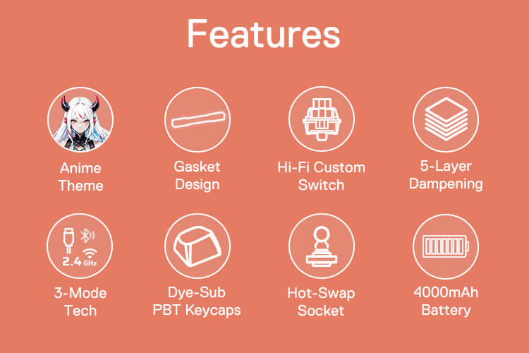 Redragon K673 PRO SE 75% 81 Keys Wireless Gasket RGB Gaming Keyboard, 3-Mode Anime Mechanical Keyboard w/Hot-Swap Socket, Dedicated Knob Control & 5-Layer Noise Dampening, Custom Hi-Fi Linear Switch