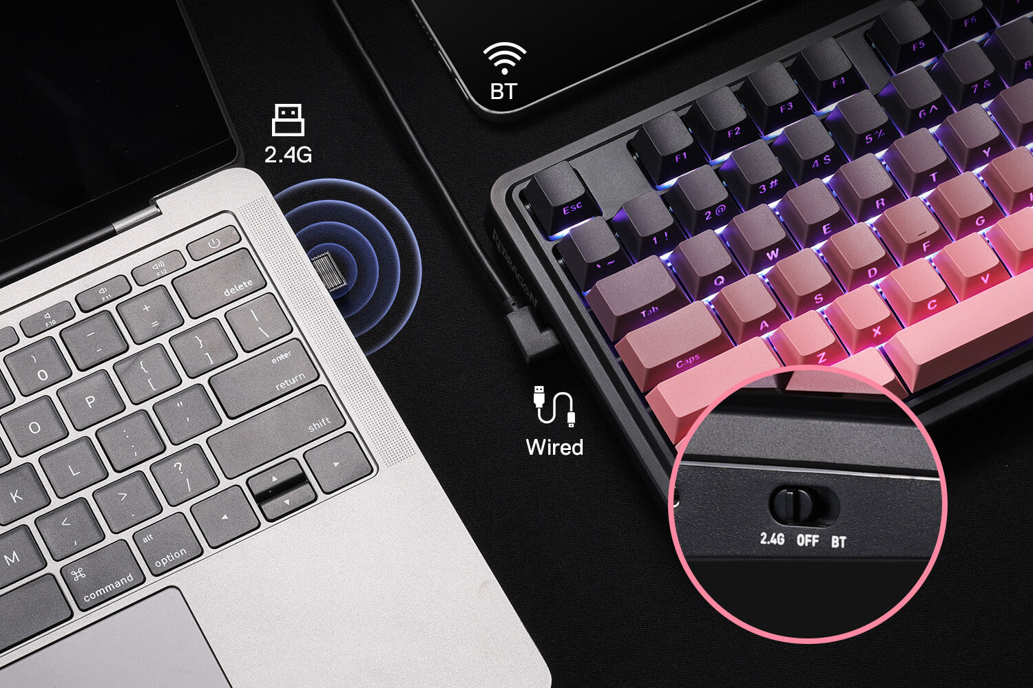 Redragon K728 PRO 80% Wireless Gasket Gaming Keyboard, 3-Mode 87 Keys TKL Mechanical Keyboard
