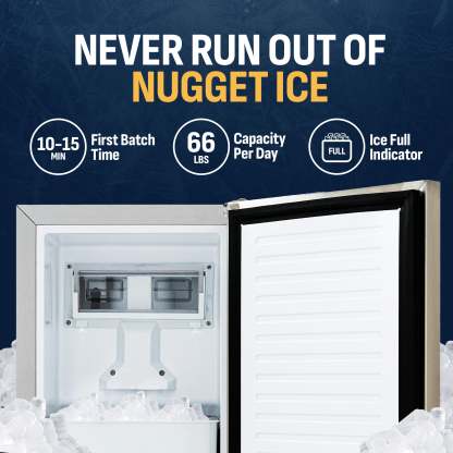 15” Undercounter Nugget Ice Maker, 66 lbs/day - Stainless Steel