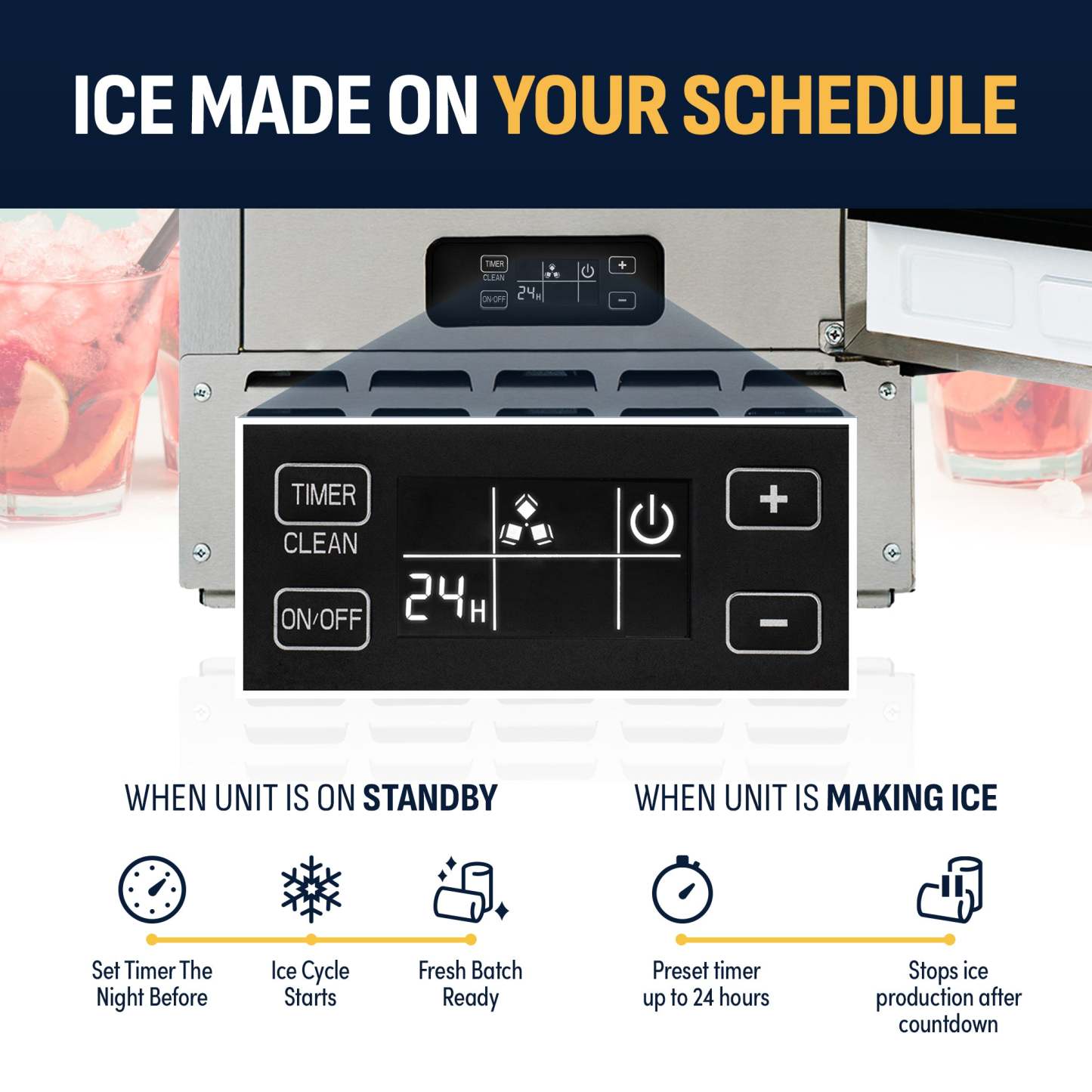 15” Undercounter Nugget Ice Maker, 66 lbs/day - Stainless Steel