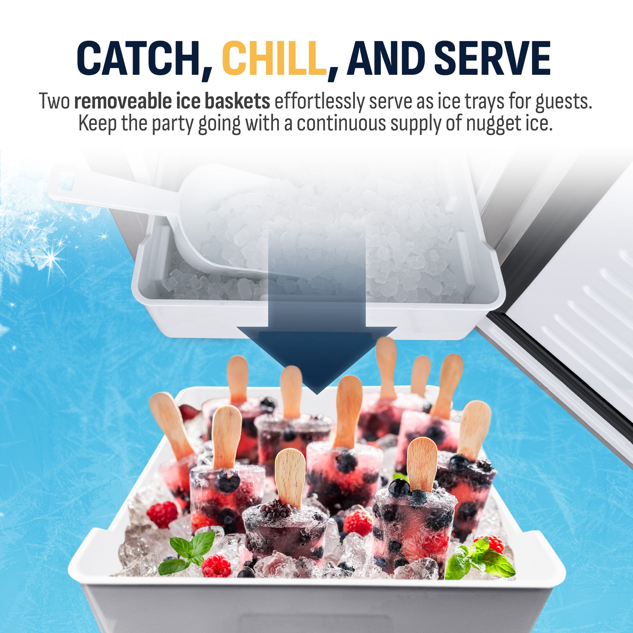 15” Undercounter Nugget Ice Maker, 66 lbs/day - Stainless Steel
