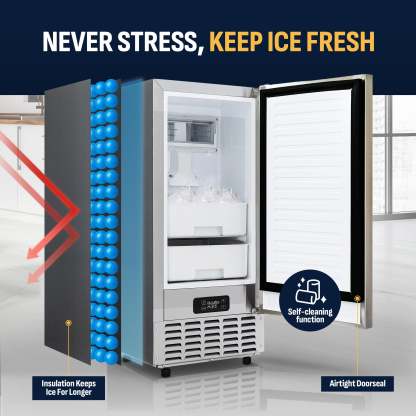 15” Undercounter Nugget Ice Maker, 66 lbs/day - Stainless Steel