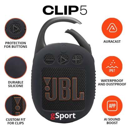  Clip 5 Ultra Portable Bluetooth Speaker with gSport Silicone Sleeve (Purple)