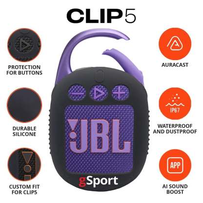  Clip 5 Ultra Portable Bluetooth Speaker with gSport Silicone Sleeve (Purple)