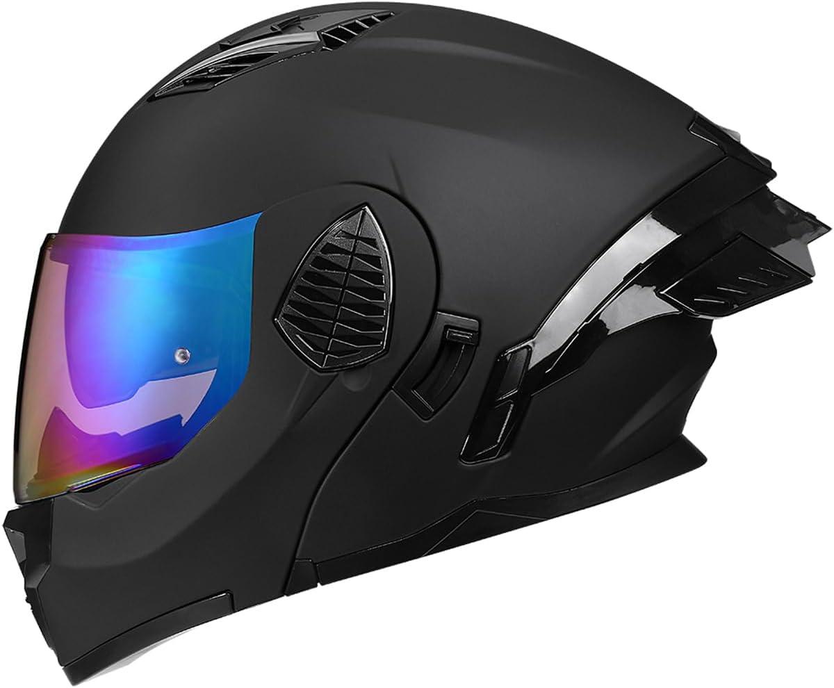 Motorcycle Full Face Flip Up Helmet Dual Visor Integrated Motorbike for Adults Men Women Street Racing Moped DOT Approved