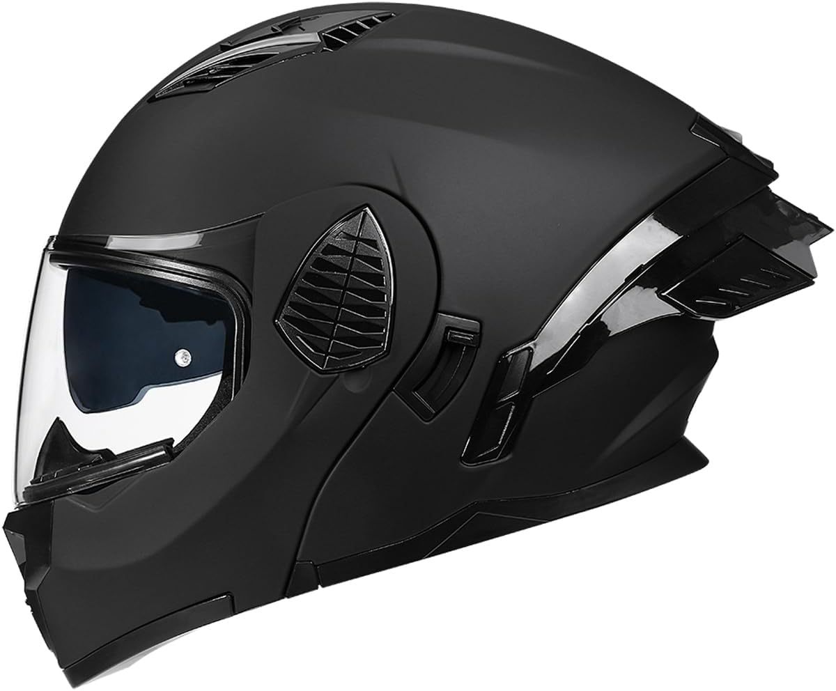 Motorcycle Full Face Flip Up Helmet Dual Visor Integrated Motorbike for Adults Men Women Street Racing Moped DOT Approved