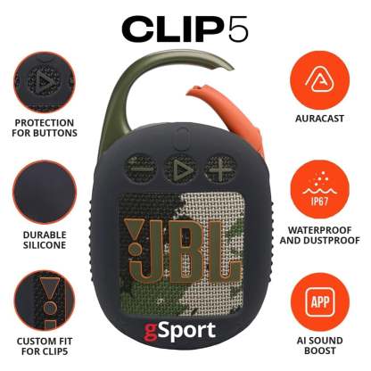  Clip 5 Ultra Portable Bluetooth Speaker with gSport Silicone Sleeve (Purple)
