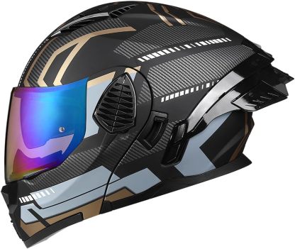Motorcycle Full Face Flip Up Helmet Dual Visor Integrated Motorbike for Adults Men Women Street Racing Moped DOT Approved