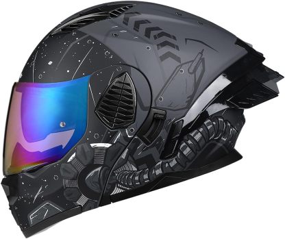 Motorcycle Full Face Flip Up Helmet Dual Visor Integrated Motorbike for Adults Men Women Street Racing Moped DOT Approved