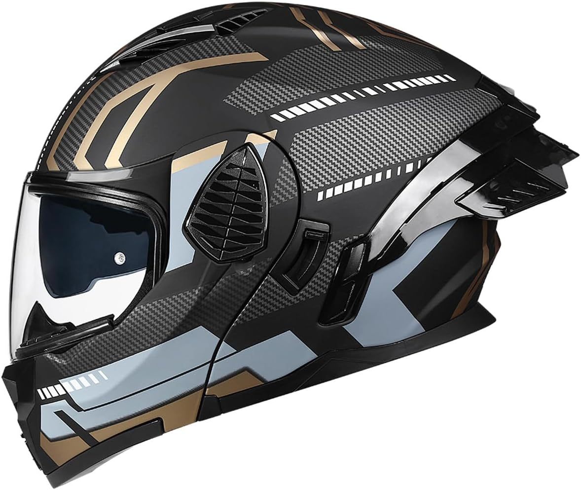 Motorcycle Full Face Flip Up Helmet Dual Visor Integrated Motorbike for Adults Men Women Street Racing Moped DOT Approved
