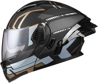 Motorcycle Full Face Flip Up Helmet Dual Visor Integrated Motorbike for Adults Men Women Street Racing Moped DOT Approved