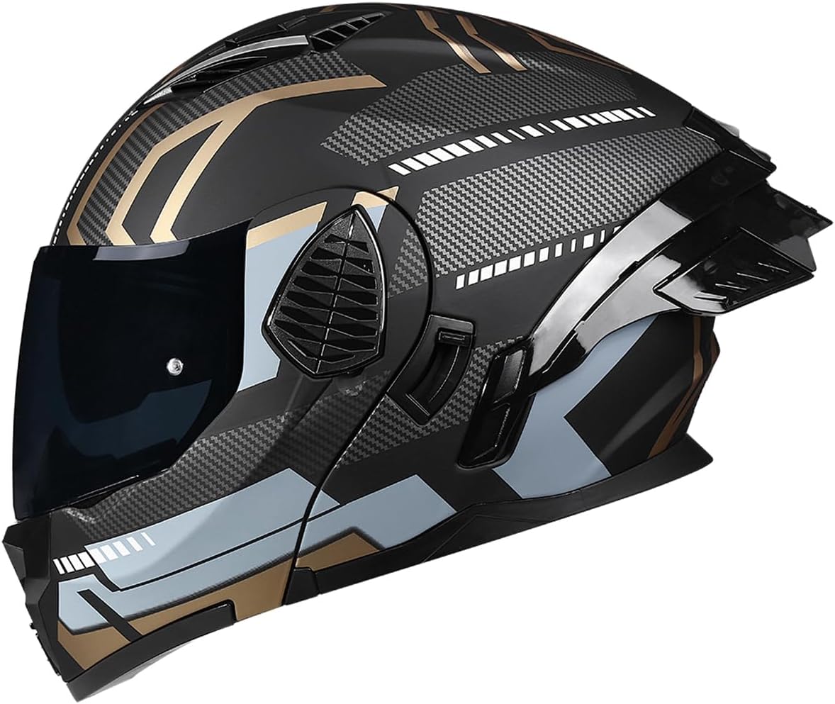 Motorcycle Full Face Flip Up Helmet Dual Visor Integrated Motorbike for Adults Men Women Street Racing Moped DOT Approved