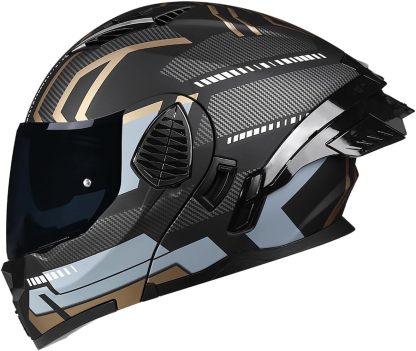 Motorcycle Full Face Flip Up Helmet Dual Visor Integrated Motorbike for Adults Men Women Street Racing Moped DOT Approved